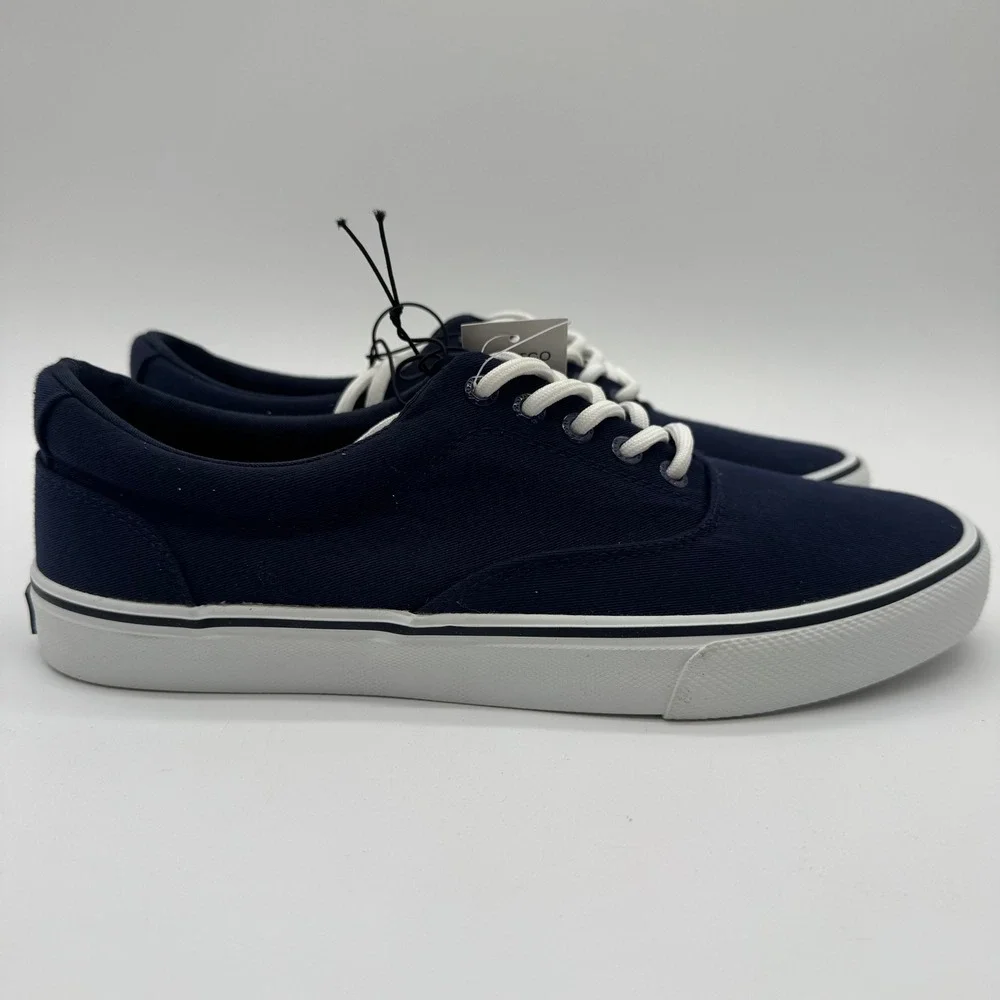 IZOD Rangley Men's 8.5 Navy Canvas Sneakers Memory Foam Lace Up Casual Shoes NIB